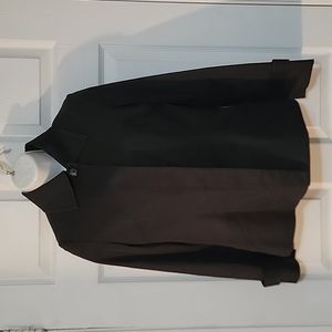 Auth INDIVI Black Cotton Blend Women's Coat With Plaid Button In Liner.Size 38